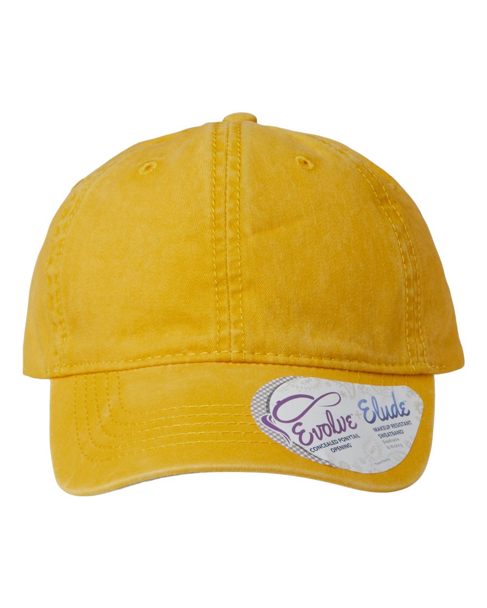 Front View of Sunset Yellow/ Polka Dots Women's Pigment-Dyed with Fashion Undervisor Cap - CASSIE