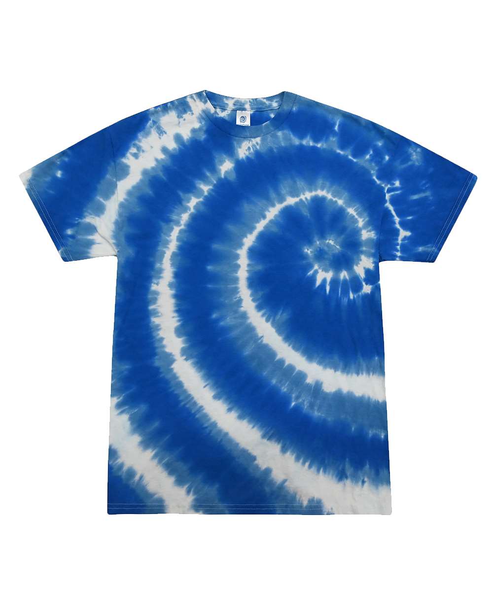 Front View of Swirl Blue Multi-Color Tie-Dyed T-Shirt - 1000