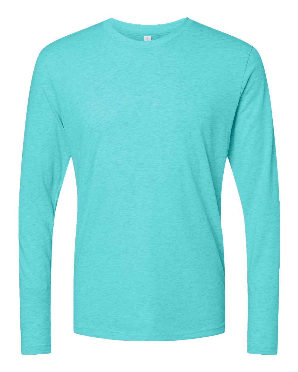 Front View of Tahiti Blue Triblend Long Sleeve T-Shirt - 6071