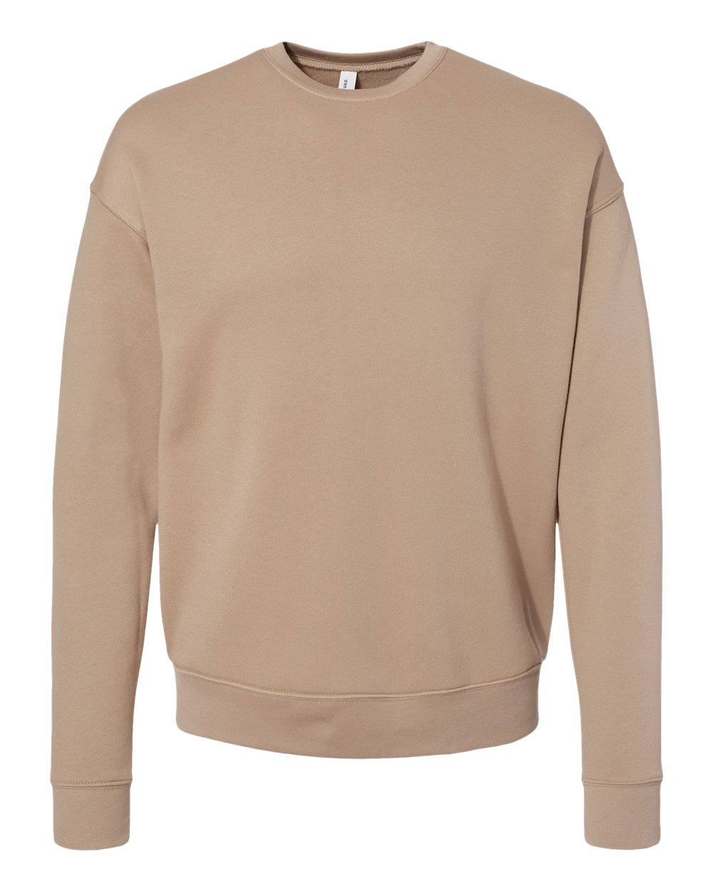 Front View of Tan Sponge Fleece Drop Shoulder Crewneck Sweatshirt - 3945