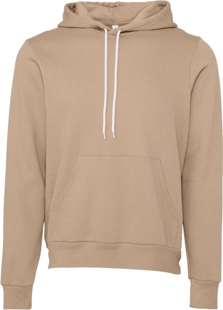 Front View of Tan Sponge Fleece Hoodie - 3719