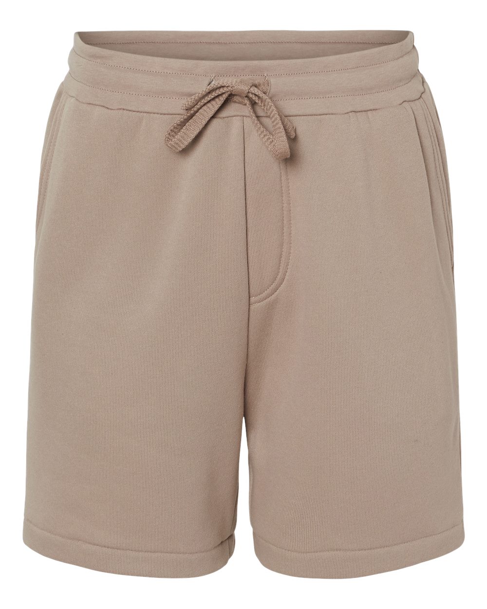 Front View of Tan Sponge Fleece Shorts - 3724