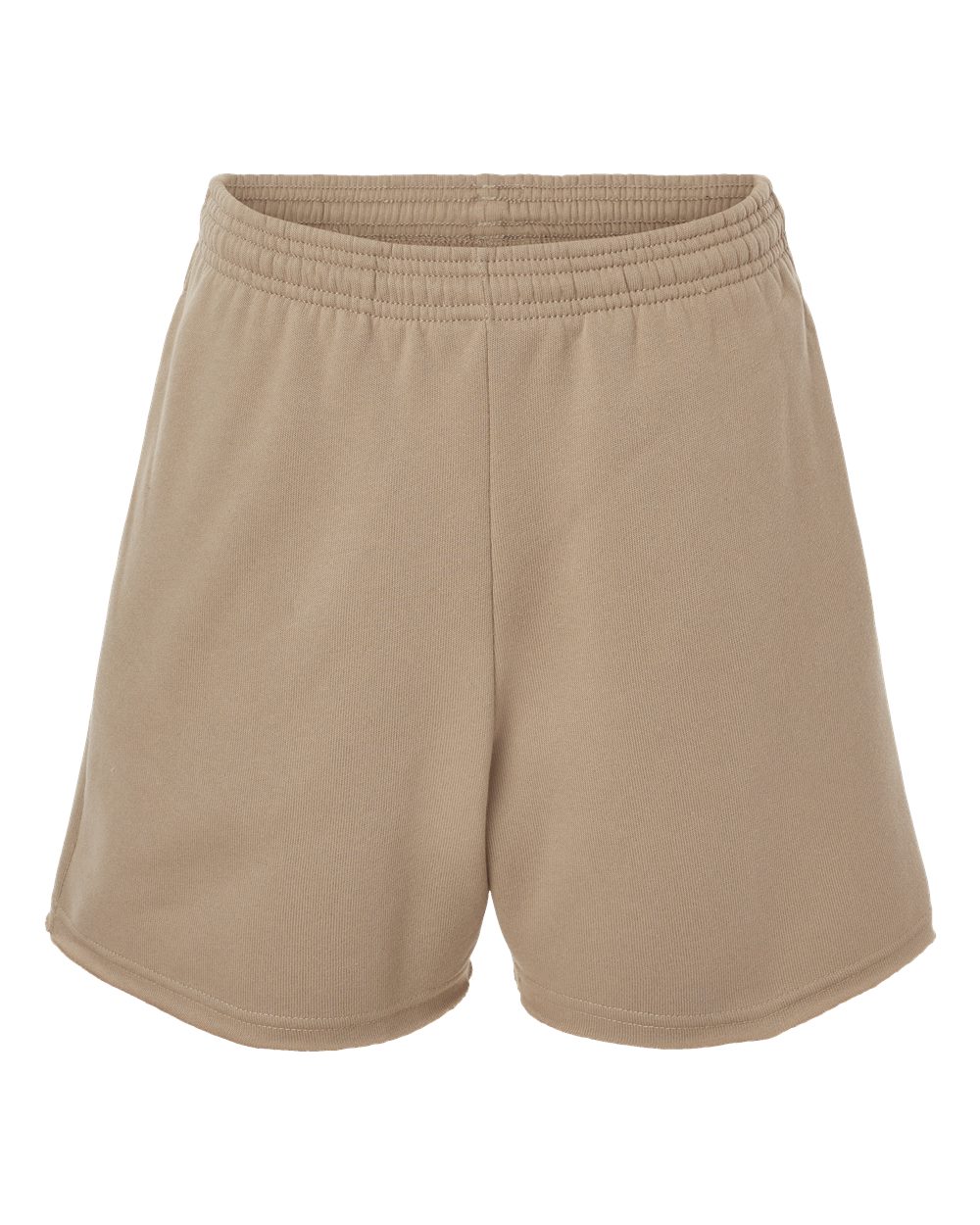 Front View of Tan Women's Cutoff Fleece Shorts - 3787