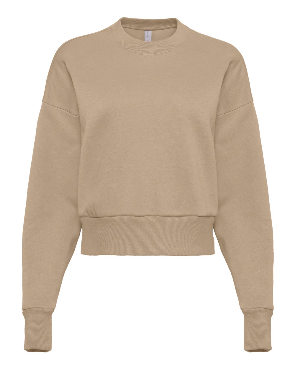 Front View of Tan Women's Heavyweight Crewneck Sweatshirt - 9087