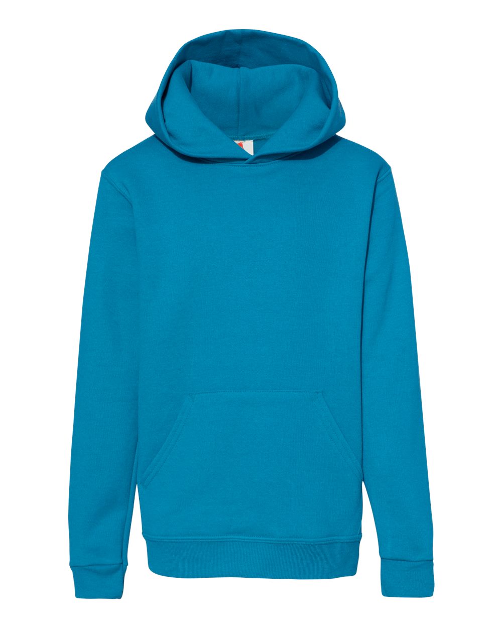 Front View of Teal Ecosmart® Youth Hooded Sweatshirt - P473