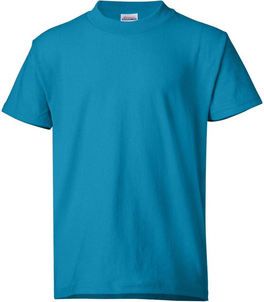 Front View of Teal Ecosmart™ Youth T-Shirt - 5370