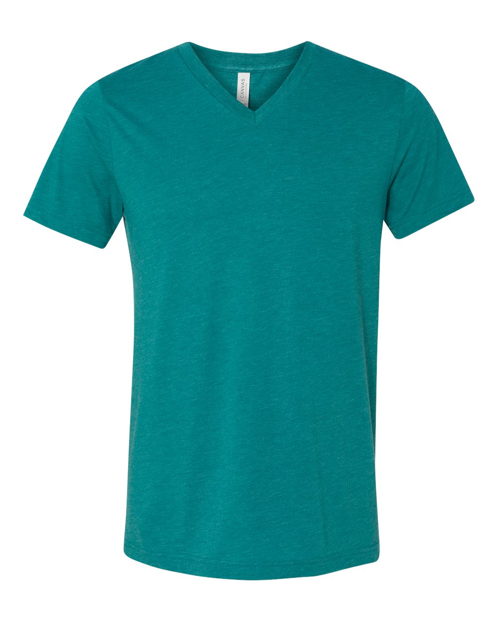 Front View of Teal Triblend Triblend V-Neck Short Sleeve Tee - 3415