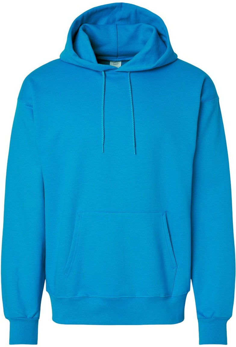 Front View of Teal Ultimate Cotton® Hooded Sweatshirt - F170