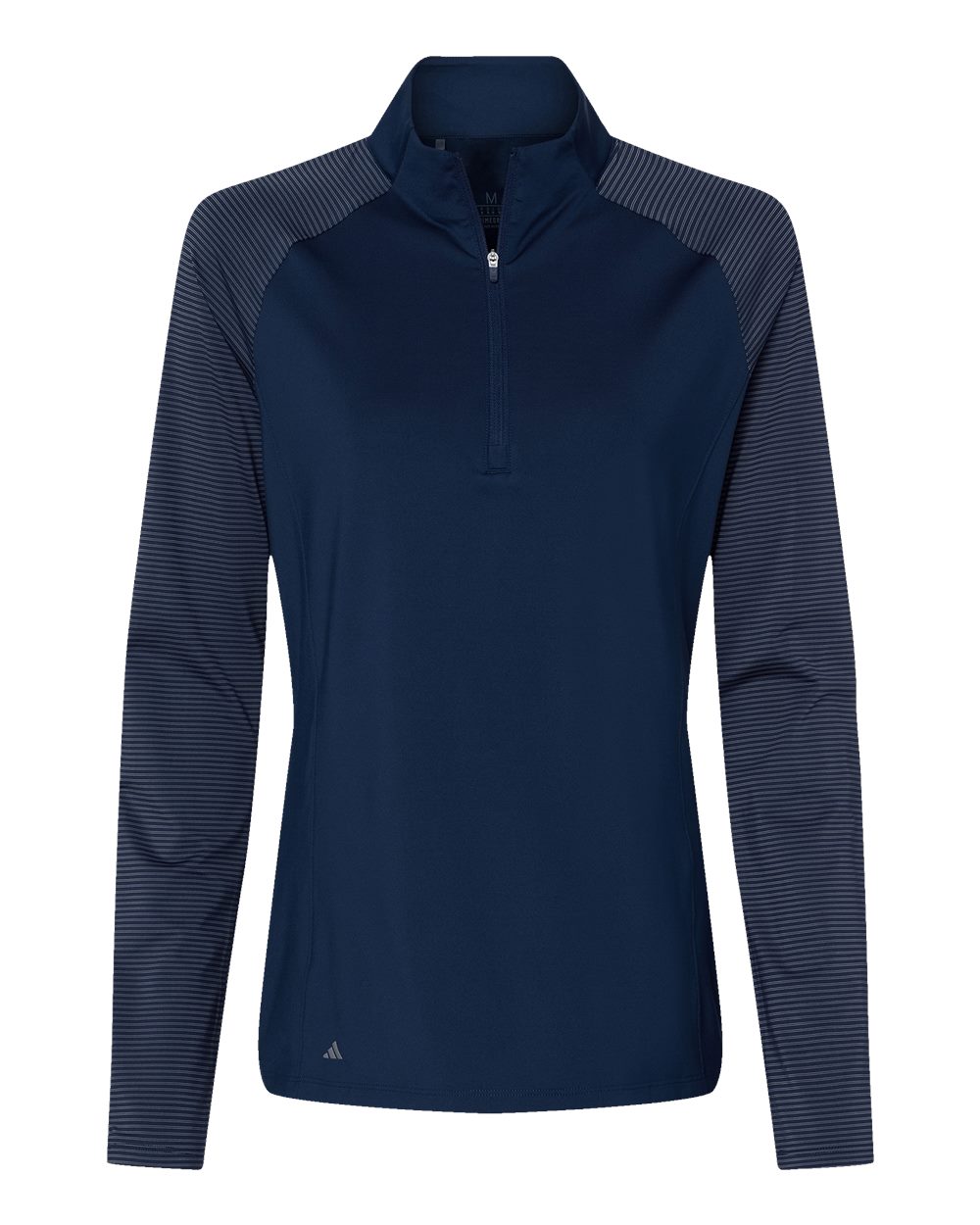 Front View of Team Navy Blue Women's Stripe Block Quarter-Zip Pullover - A521