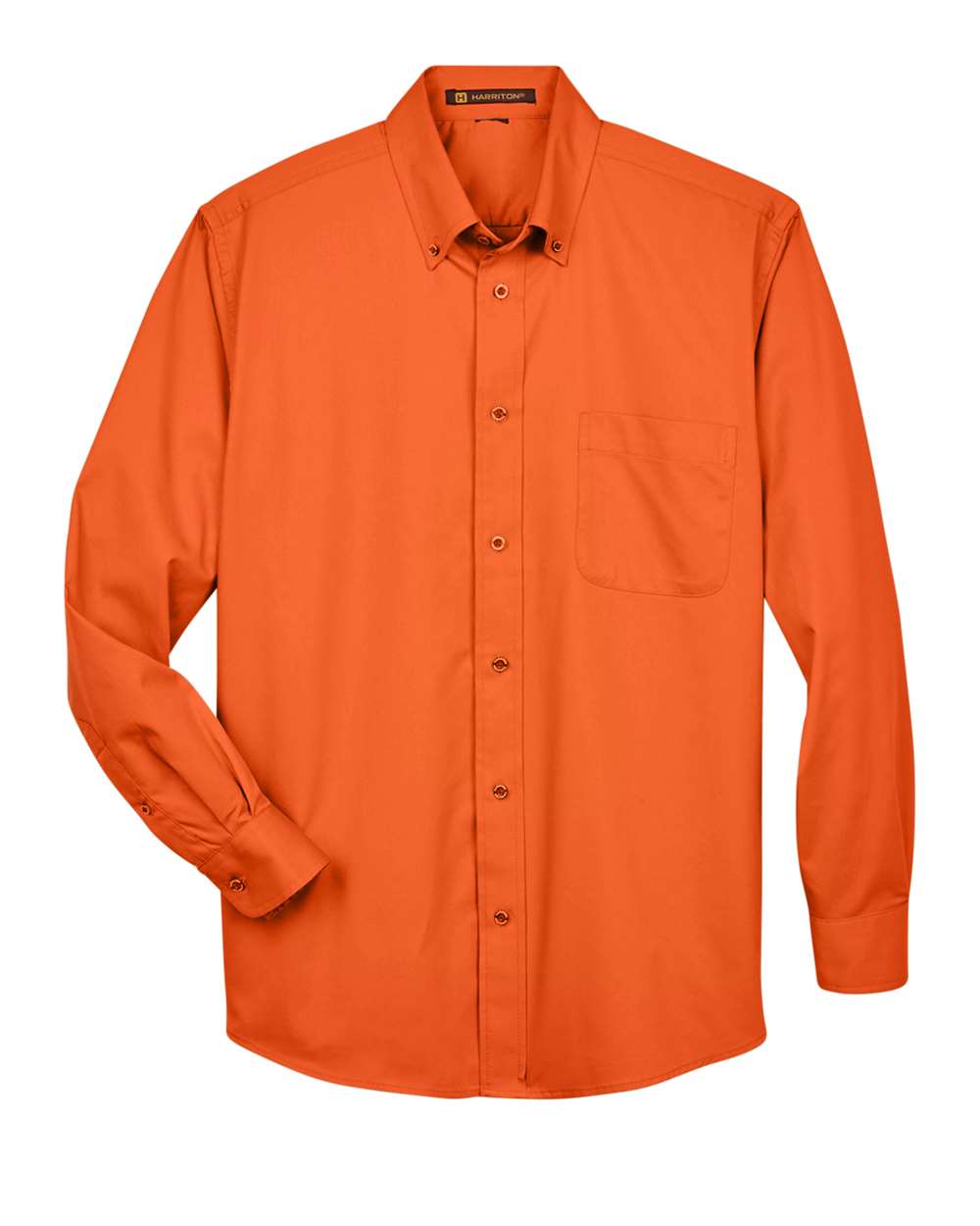 Front View of Team Orange Men's Easy Blend™ Long Sleeve Twill Shirt - M500