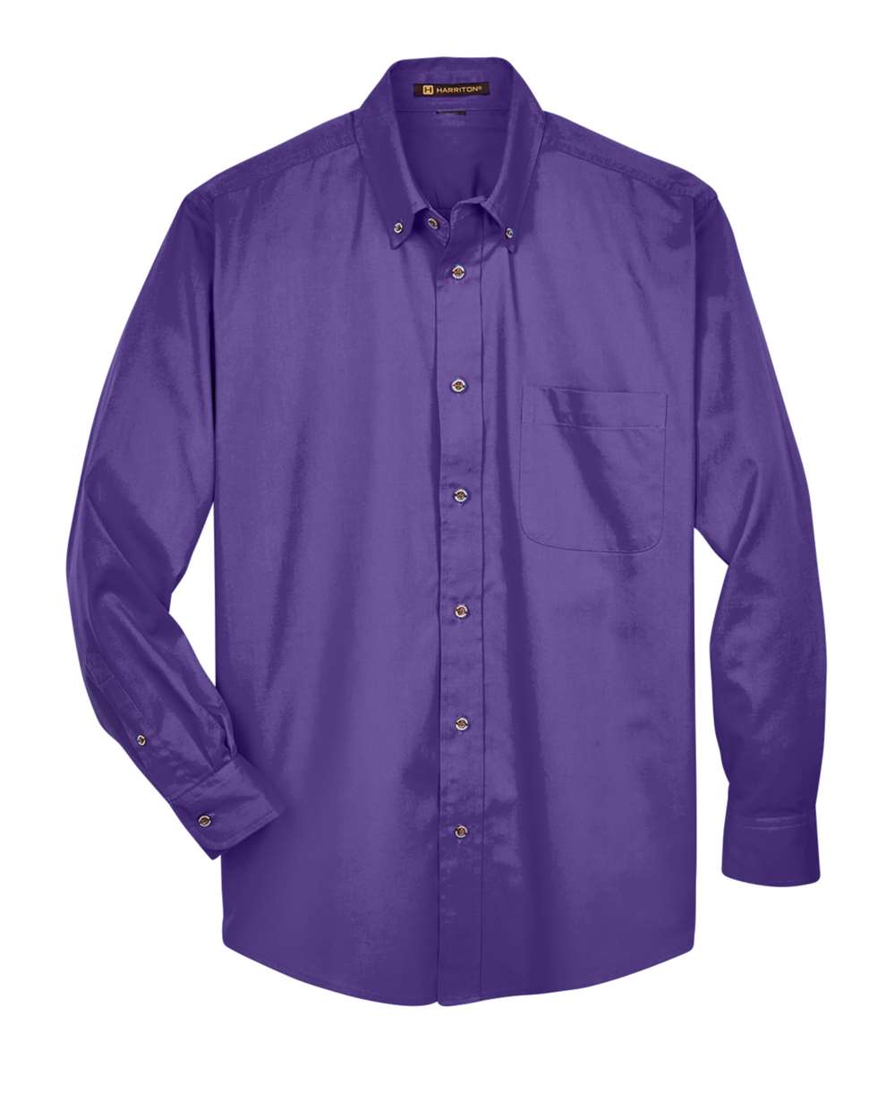 Front View of Team Purple Men's Easy Blend™ Long Sleeve Twill Shirt - M500