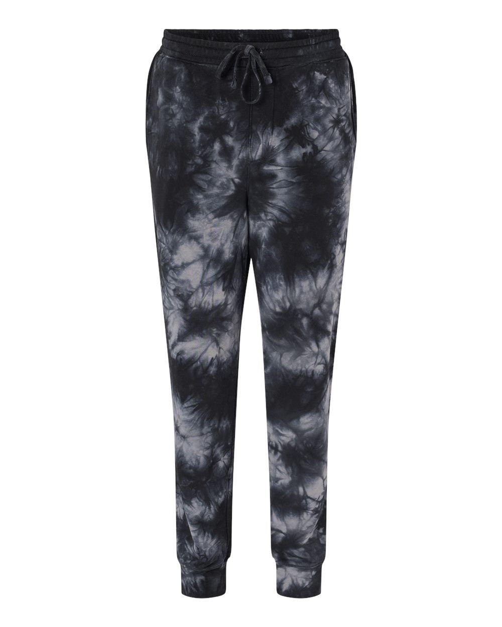 Front View of Tie Dye Black Tie-Dyed Fleece Pants - PRM50PTTD