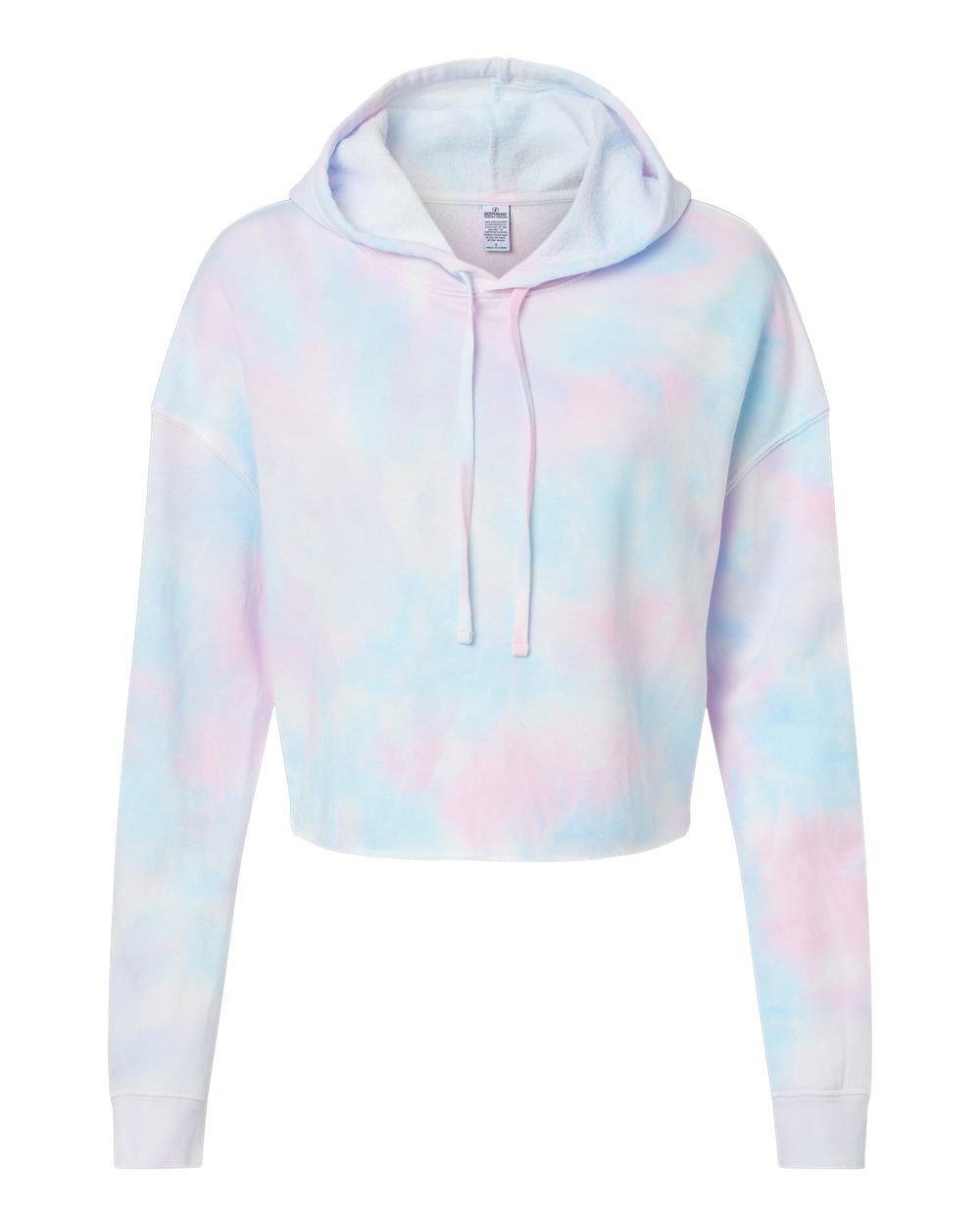 Front View of Tie Dye Cotton Candy Women’s Lightweight Crop Hooded Sweatshirt - AFX64CRP