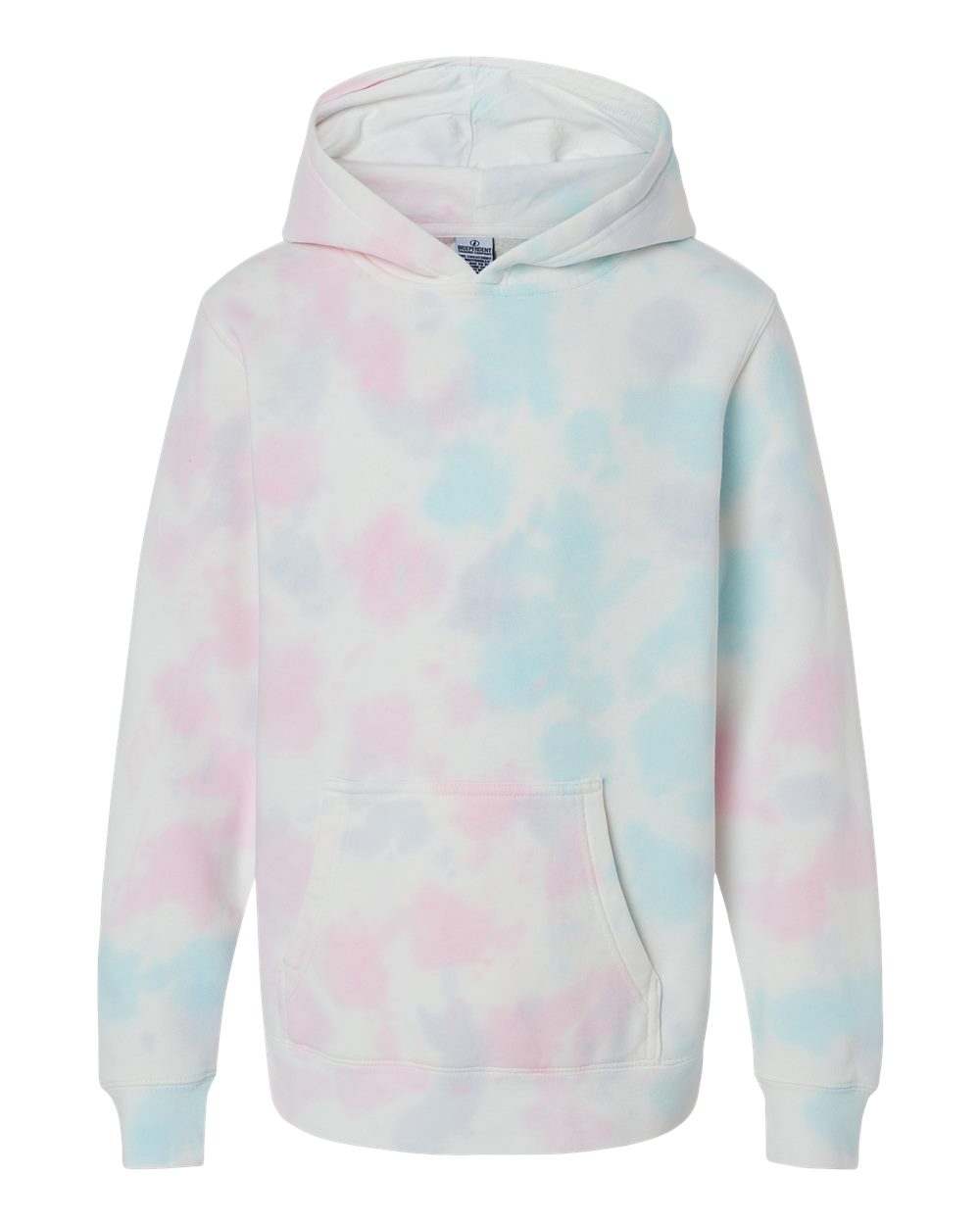 Front View of Tie Dye Cotton Candy Youth Midweight Tie-Dyed Hooded Sweatshirt - PRM1500TD