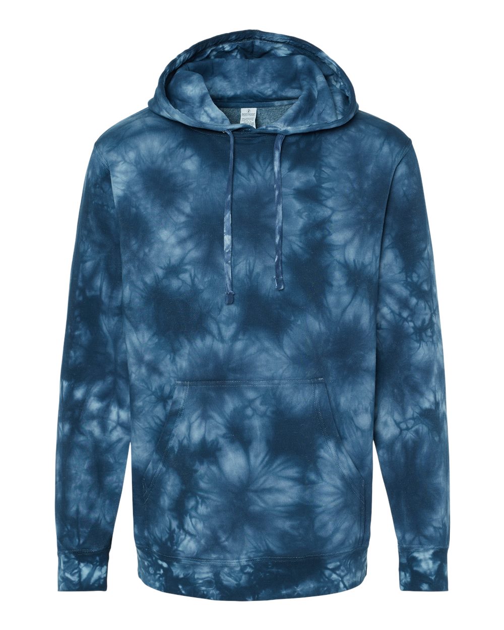 Front View of Tie Dye Navy Midweight Tie-Dyed Hooded Sweatshirt - PRM4500TD