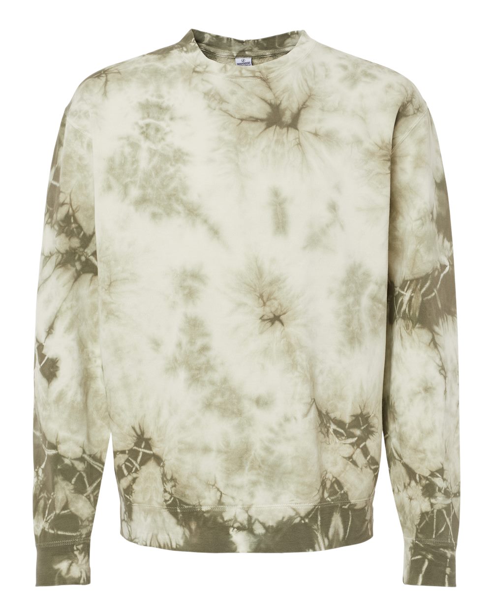 Front View of Tie Dye Olive Midweight Tie-Dyed Crewneck Sweatshirt - PRM3500TD
