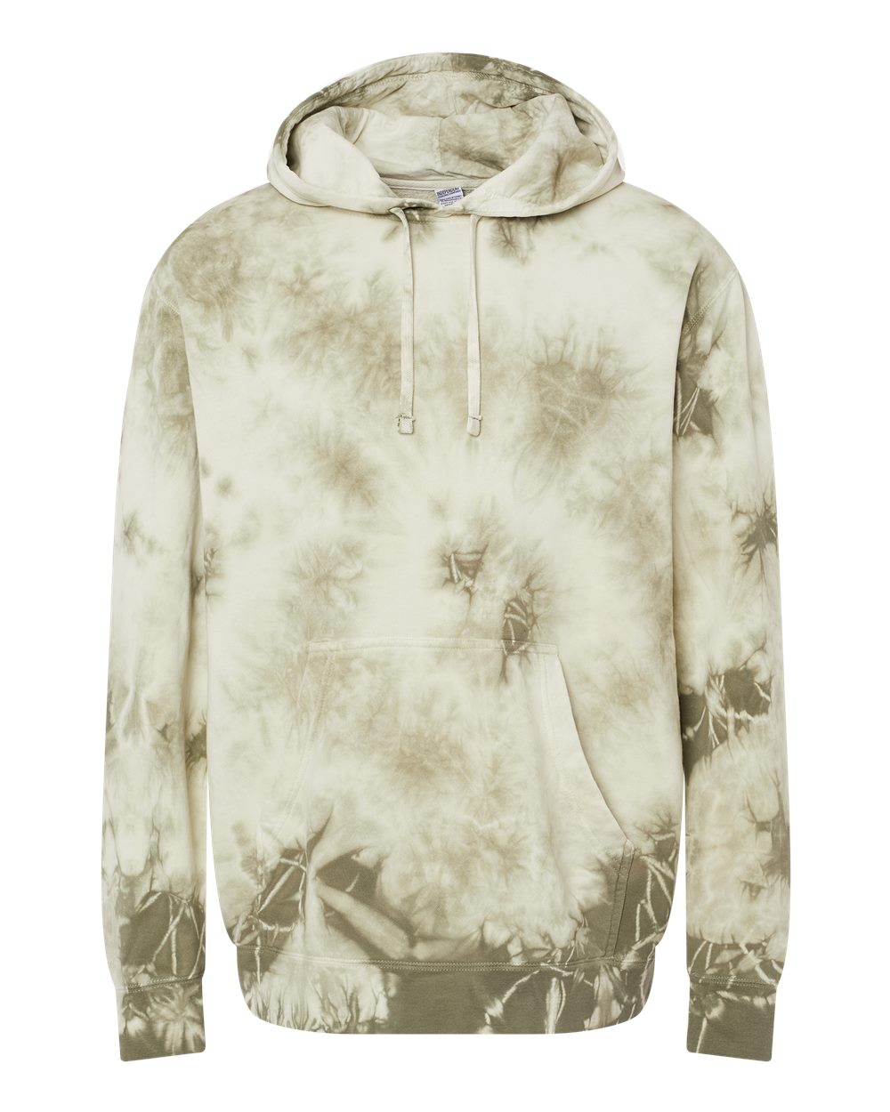 Front View of Tie Dye Olive Midweight Tie-Dyed Hooded Sweatshirt - PRM4500TD