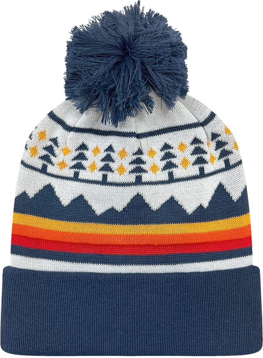 Front View of Trees & Peaks/ Navy Grand Recycled Beanie - GRNDSR