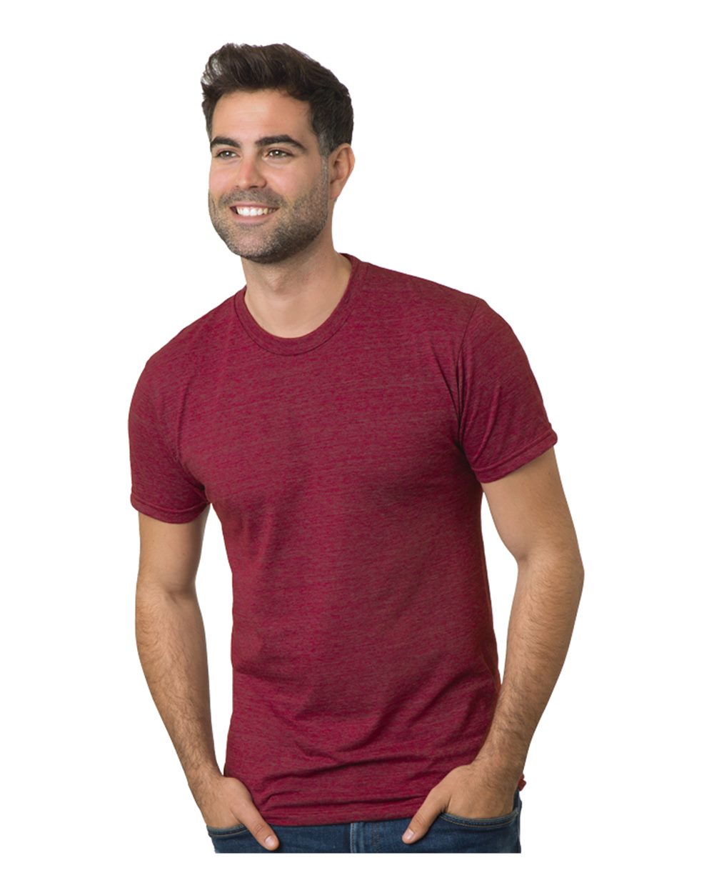 Front View of Tri Burgundy Triblend T-Shirt - 9570