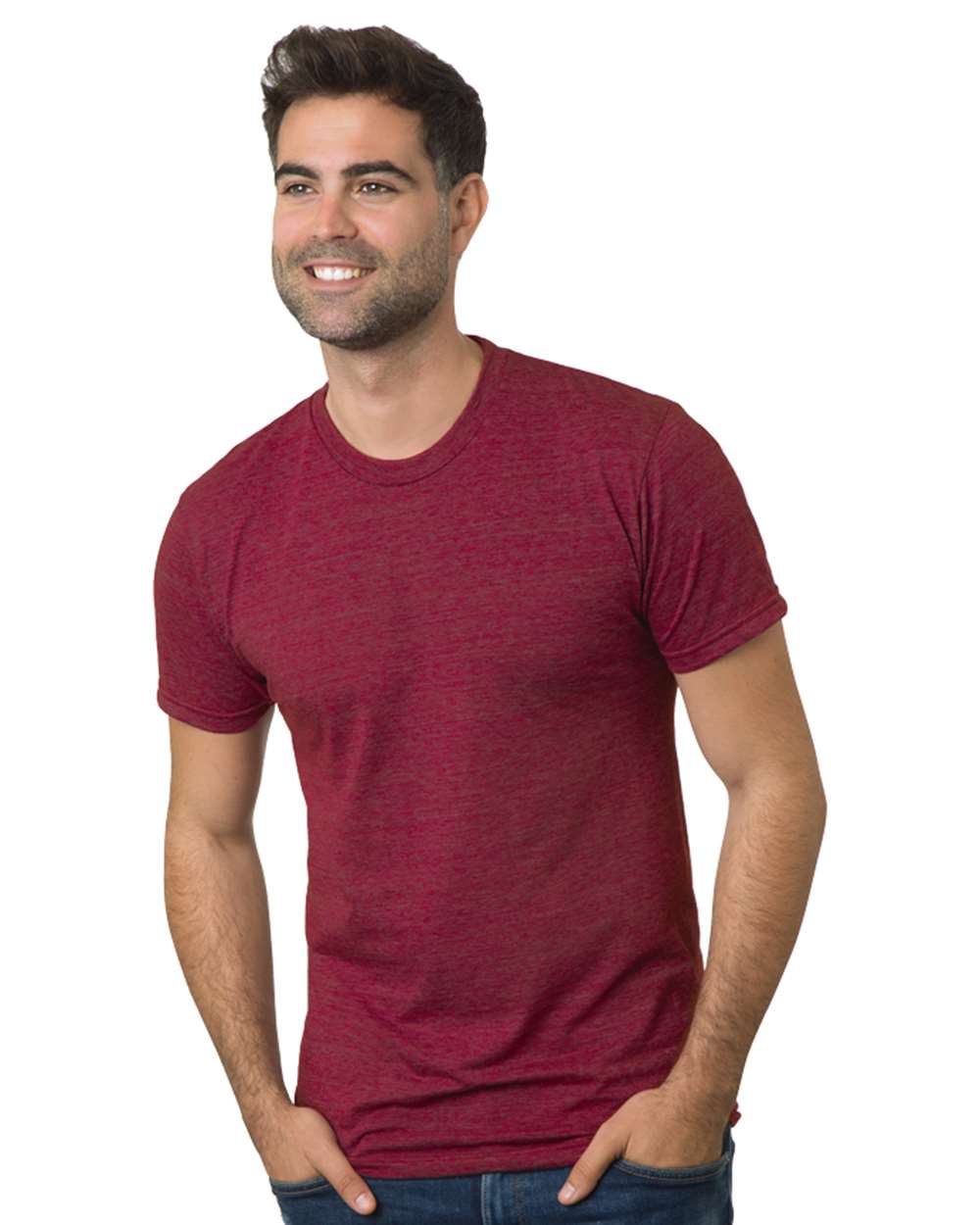 Front View of Tri Burgundy USA-Made Triblend T-Shirt - 5710