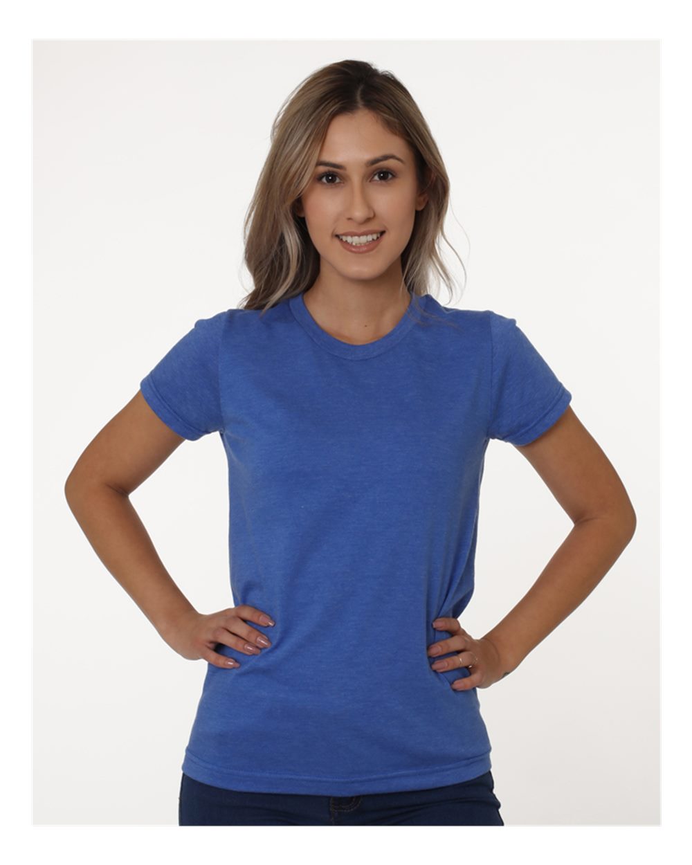 Front View of Tri Denim Women's USA-Made Triblend T-Shirt - 5810