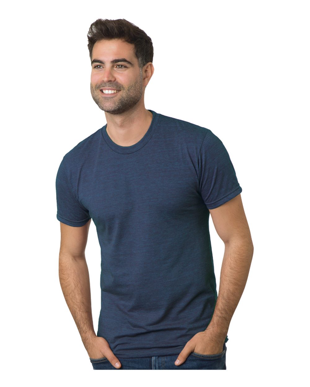 Front View of Tri Steel Blue Triblend T-Shirt - 9570