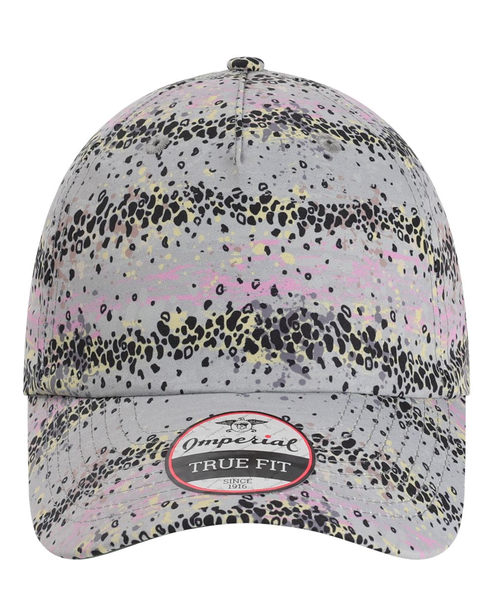 Front View of Trout Spots/ Grey The Easy Read Cap - 4072