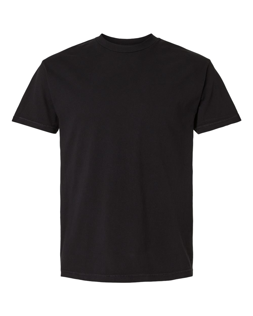 Front View of True Black Garment-Dyed Heavyweight Cotton Tee - 1301GD