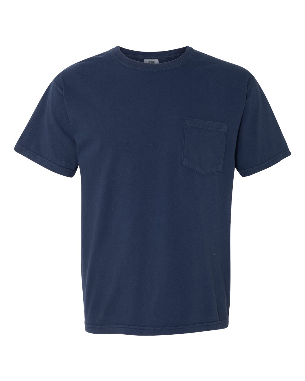 Front View of True Navy Garment-Dyed Heavyweight Pocket T-Shirt - 6030