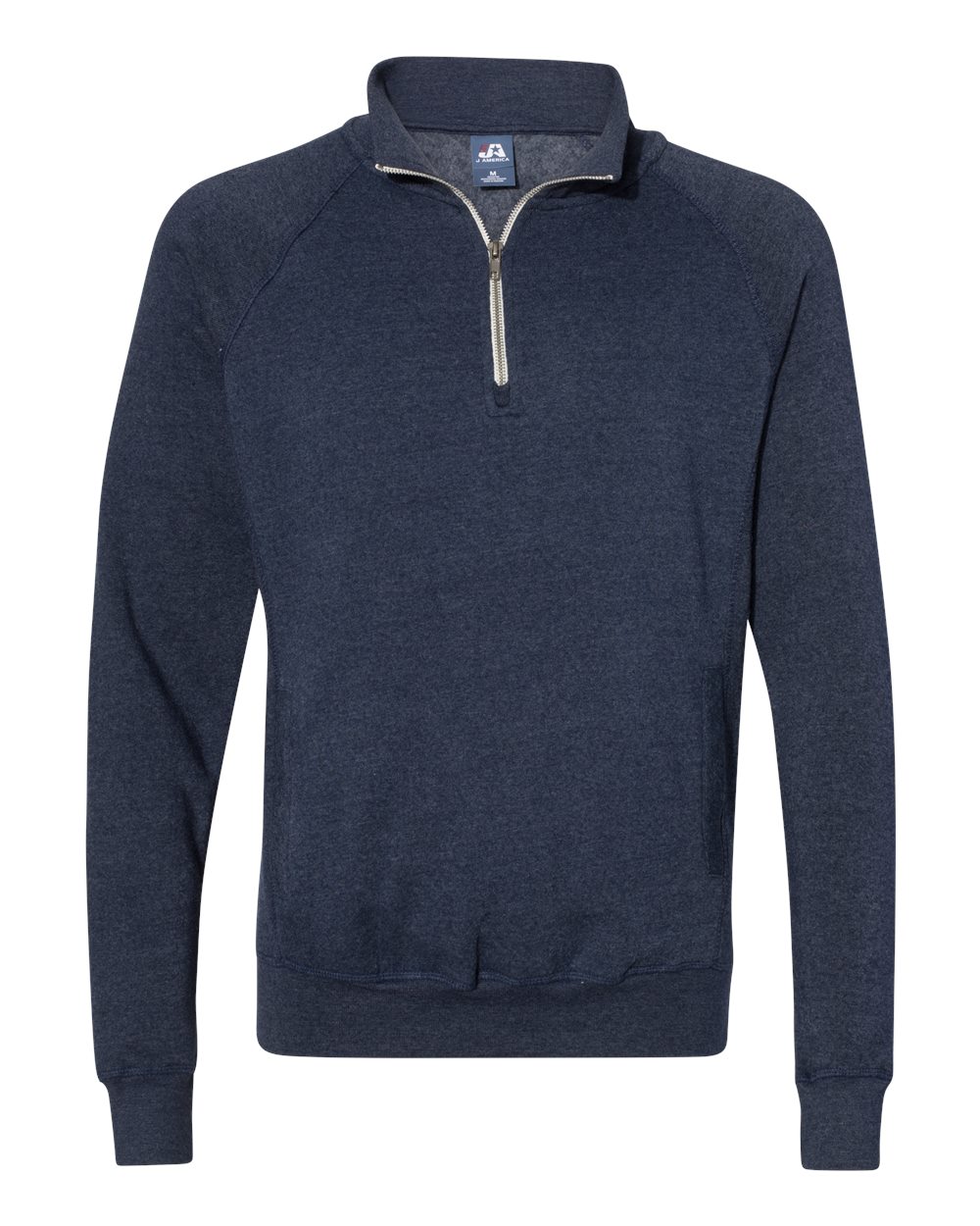 Front View of True Navy Triblend Triblend Quarter-Zip Sweatshirt - 8869