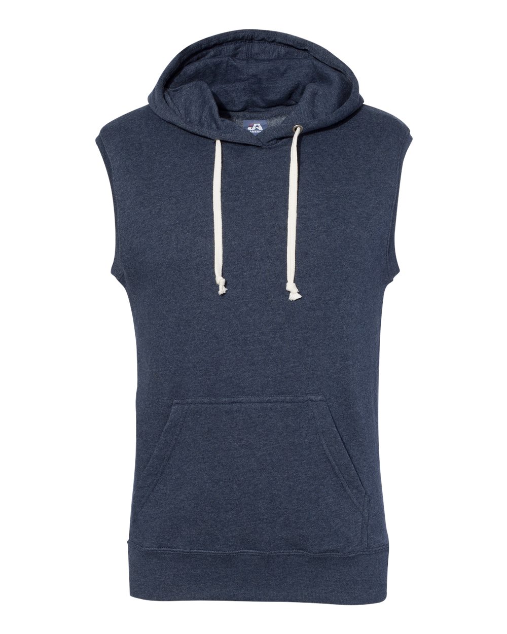 Front View of True Navy Triblend Triblend Sleeveless Hooded Sweatshirt - 8877