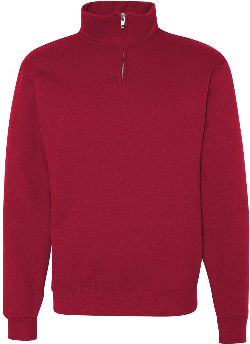 Front View of True Red Nublend® Cadet Collar Quarter-Zip Sweatshirt - 995MR