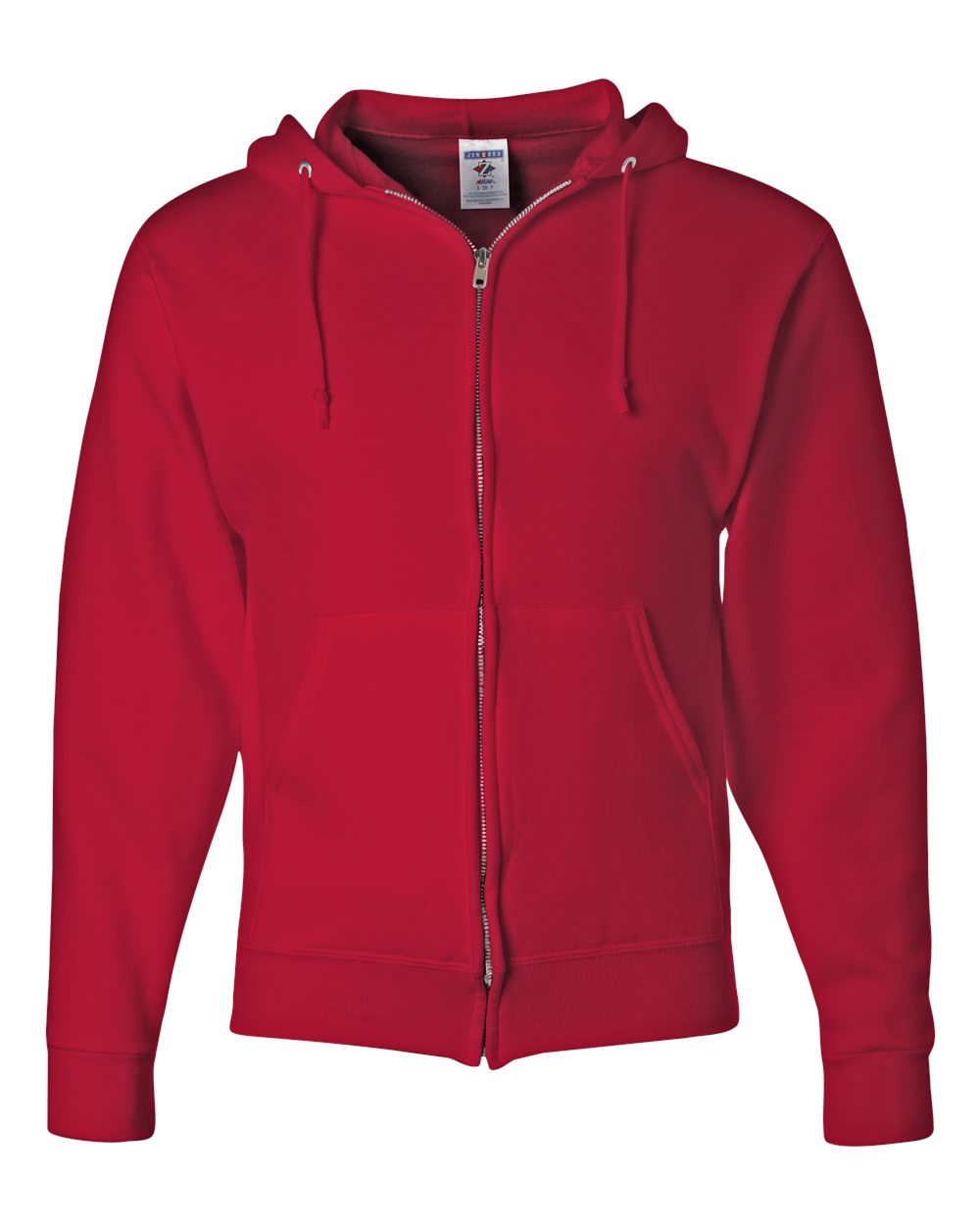 Front View of True Red NuBlend® Full-Zip Hooded Sweatshirt - 993MR