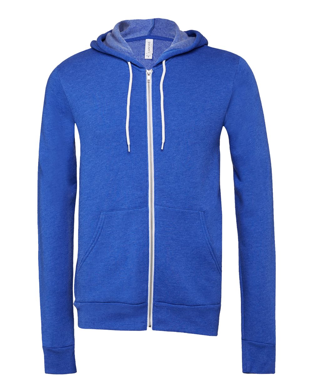 Front View of True Royal Sponge Fleece Full-Zip Hoodie - 3739