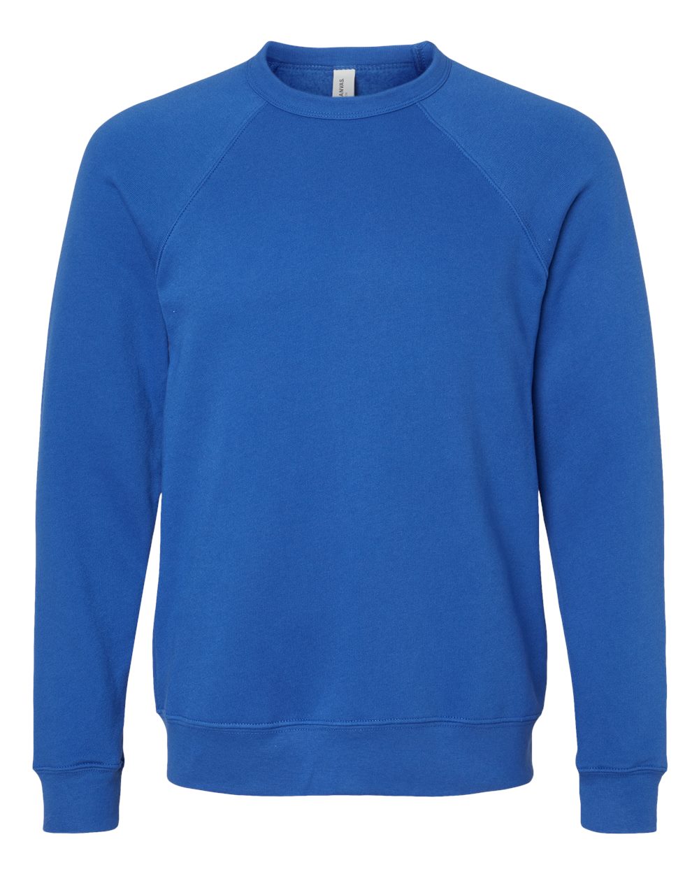 Front View of True Royal Sponge Fleece Raglan Crewneck Sweatshirt - 3901