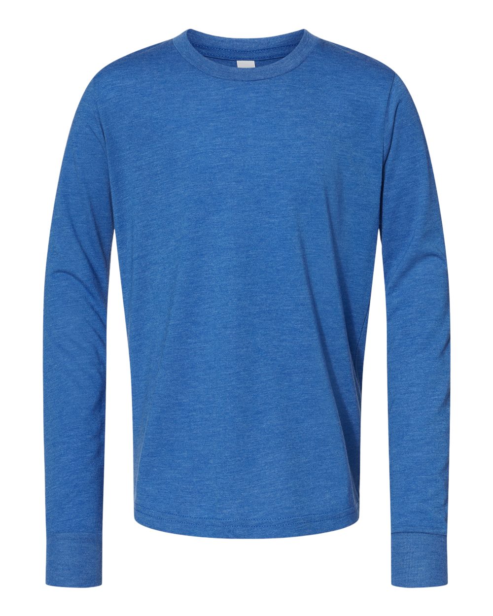 Front View of True Royal Triblend Youth Triblend Long Sleeve Tee - 3513Y