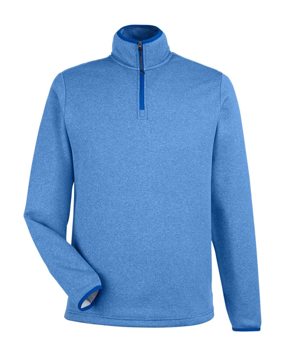Front View of True Royal/ White Men's Venture Heathered Stripe Quarter-Zip Pullover - CE73