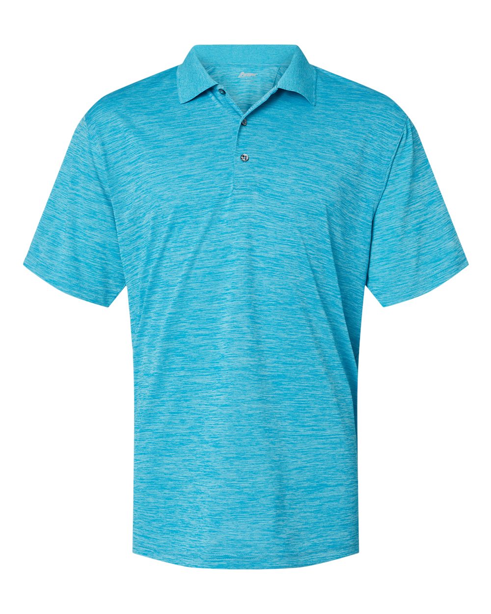 Front View of Turquoise Heather Dakota Striated Heather Polo - 130