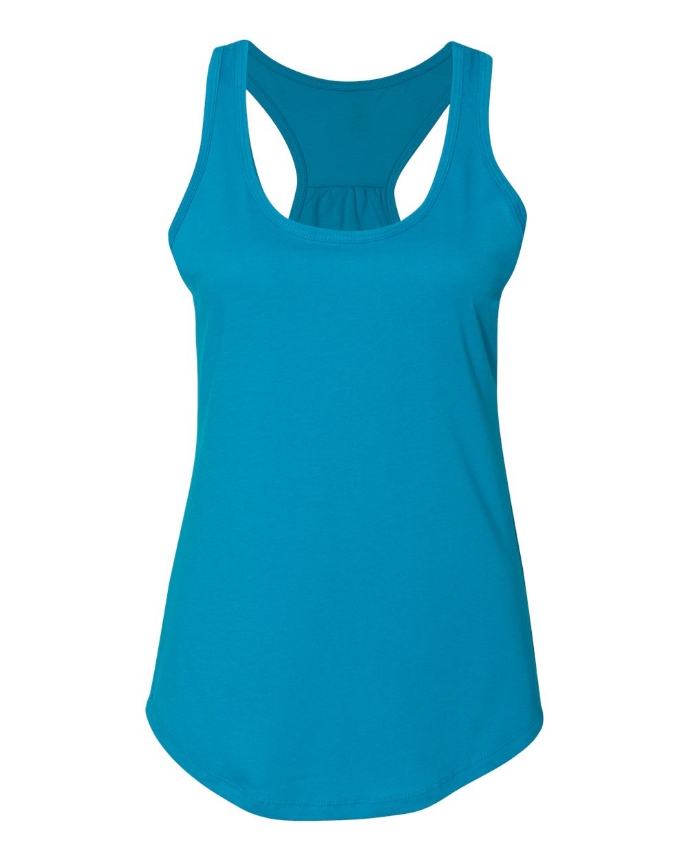 Front View of Turquoise Women's Gathered Racerback Tank - 6338
