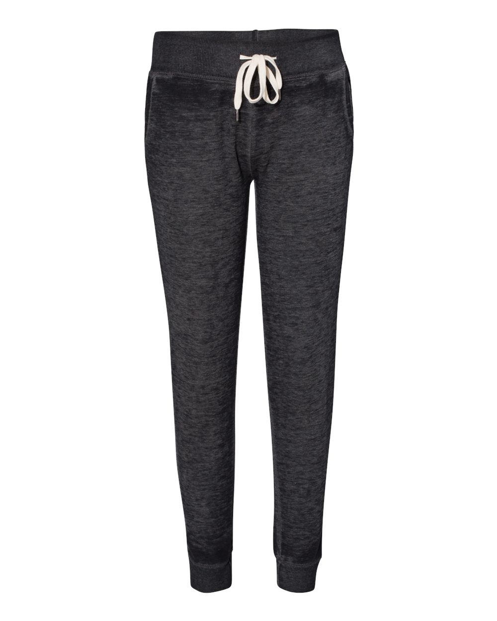 Front View of Twisted Black Women’s Vintage Zen Fleece Joggers - 8944