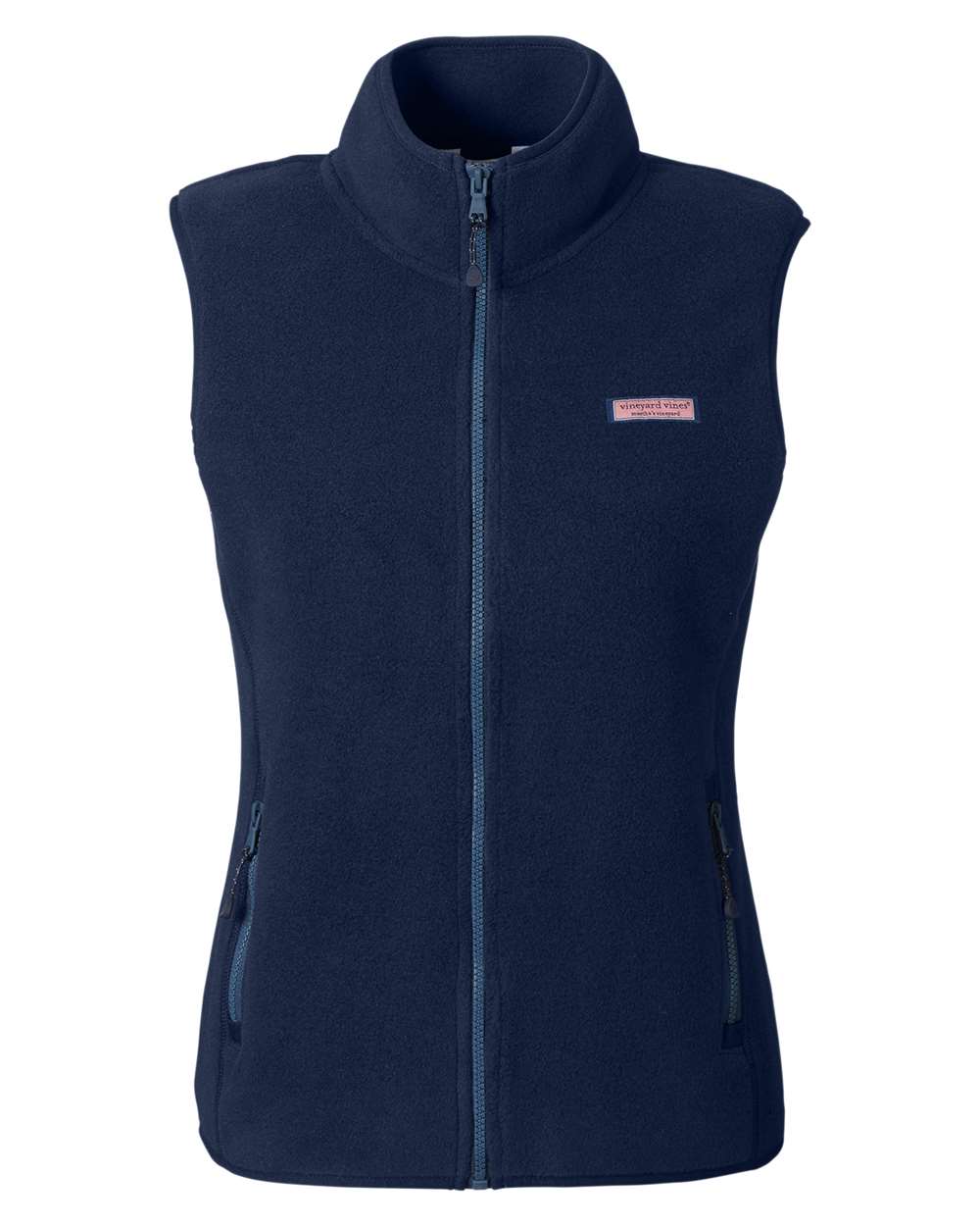 Front View of Vineyard Navy Women's Harbor Fleece Vest - O001412
