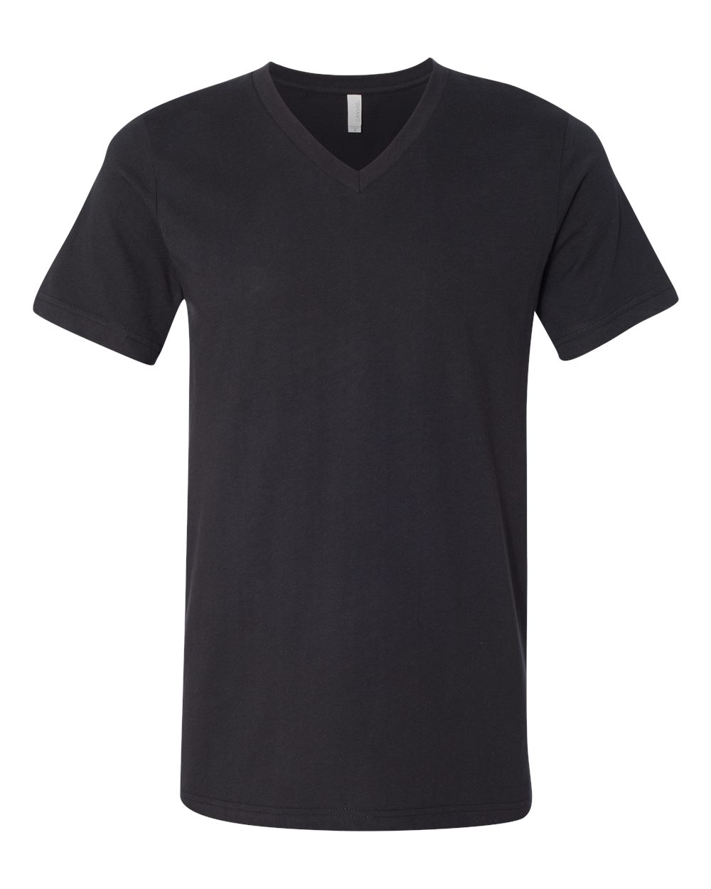 Front View of Vintage Black Jersey V-Neck Tee - 3005