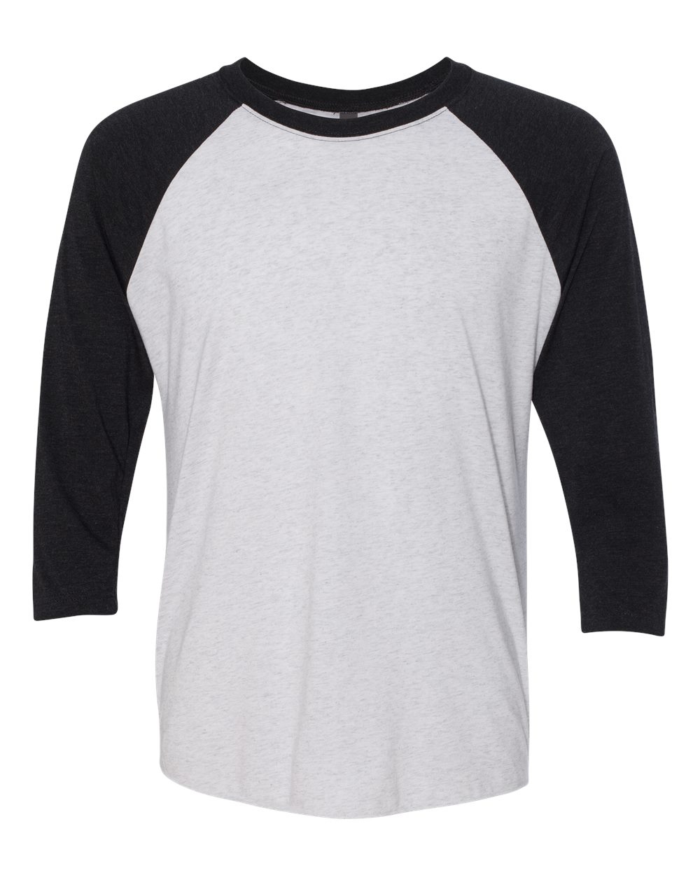 Front View of Vintage Black Sleeves/ Heather White Body Triblend Three-Quarter Raglan T-Shirt - 6051