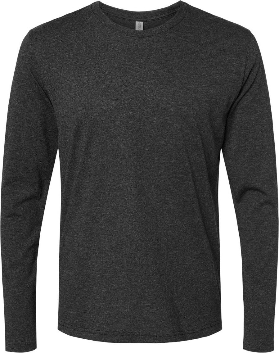 Front View of Vintage Black Triblend Long Sleeve T-Shirt - 6071
