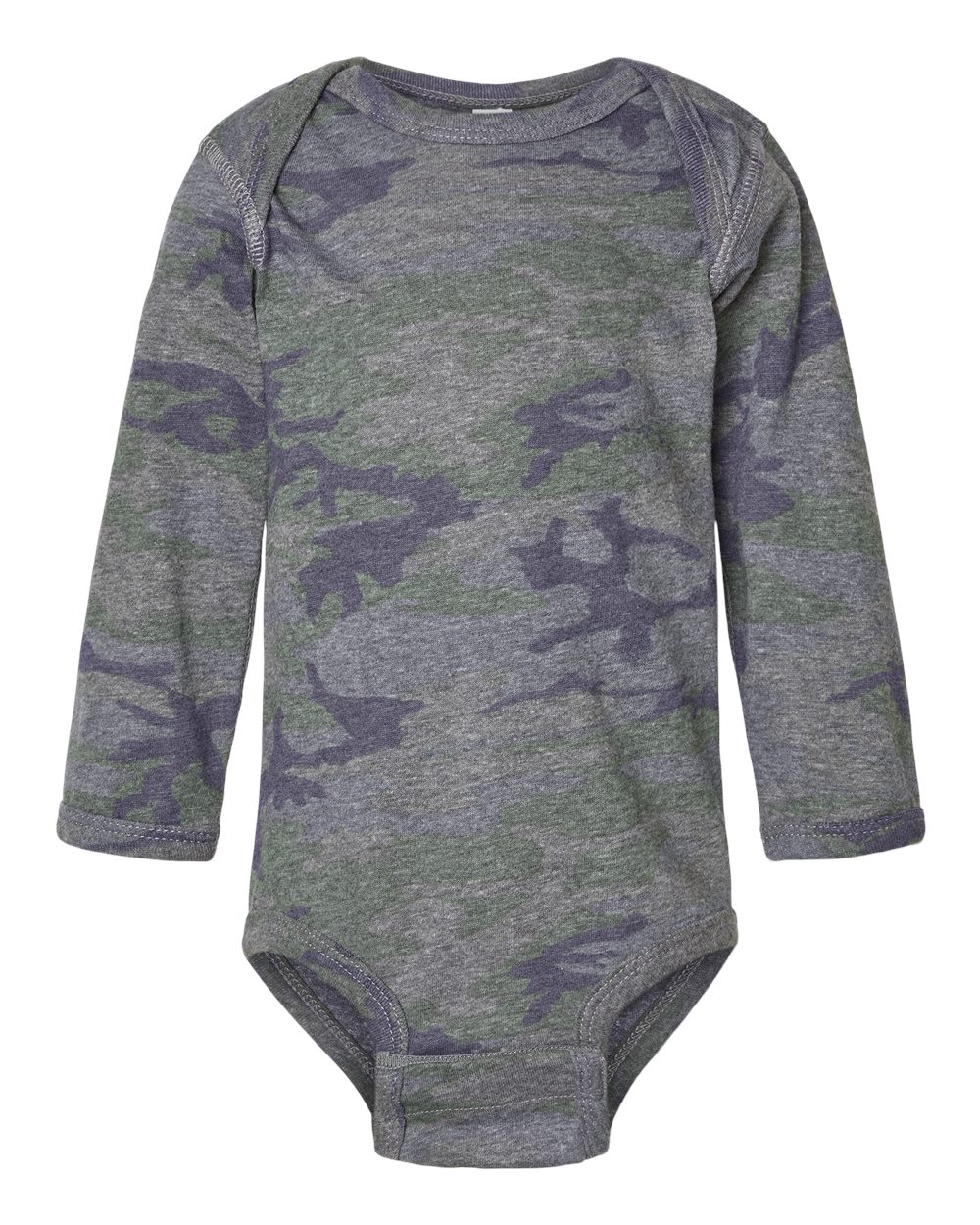 Front View of Vintage Camo Infant Fine Jersey Long Sleeve Bodysuit - 4421