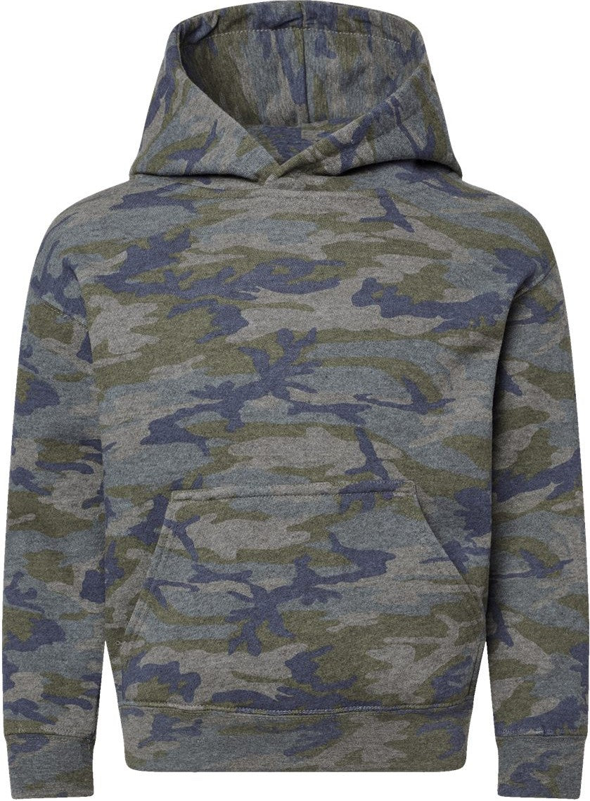 Front View of Vintage Camo Youth Fleece Hoodie - 2296