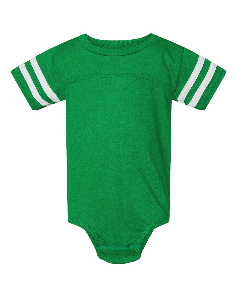Front View of Vintage Green/ White Infant Football Fine Jersey Bodysuit - 4437