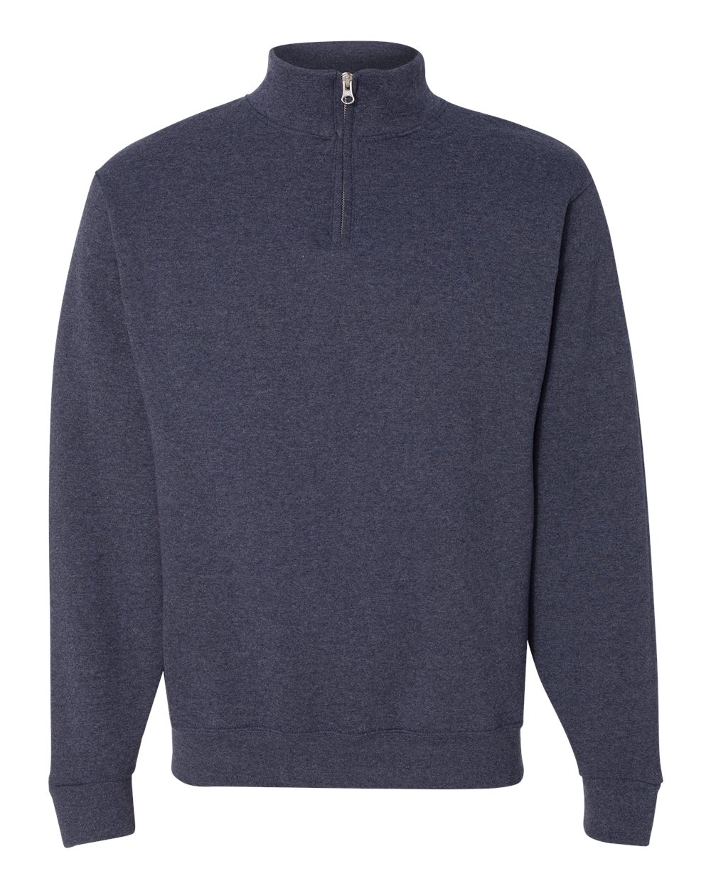 Front View of Vintage Heather Navy Nublend® Cadet Collar Quarter-Zip Sweatshirt - 995MR