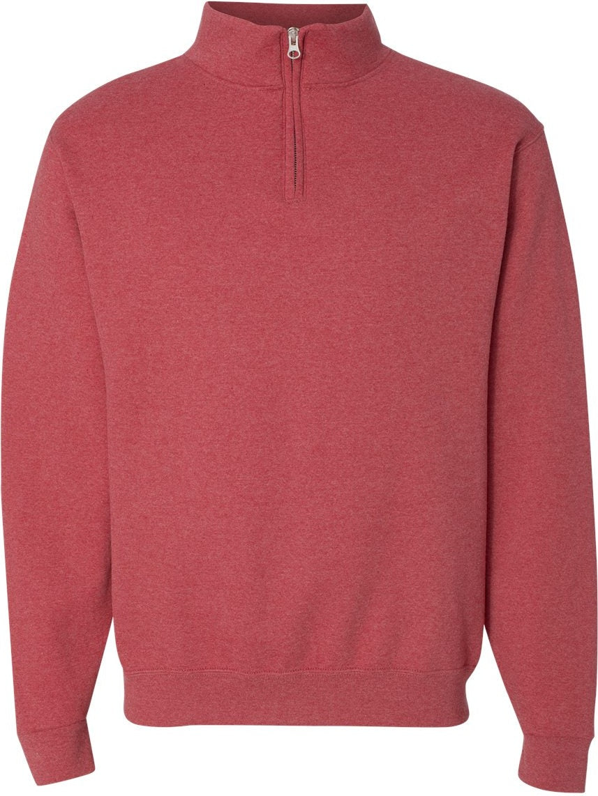 Front View of Vintage Heather Red Nublend® Cadet Collar Quarter-Zip Sweatshirt - 995MR