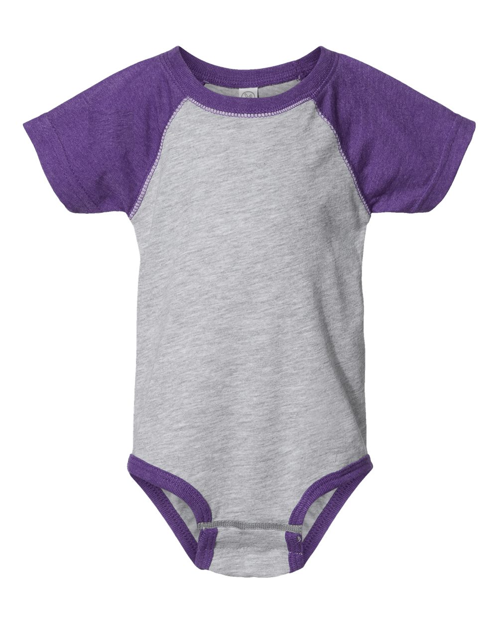 Front View of Vintage Heather/ Vintage Purple Infant Baseball Fine Jersey Bodysuit - 4430
